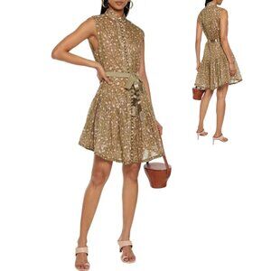 Zimmermann Carnaby Belted Leopard-print Dress in Sage Green. Sz S